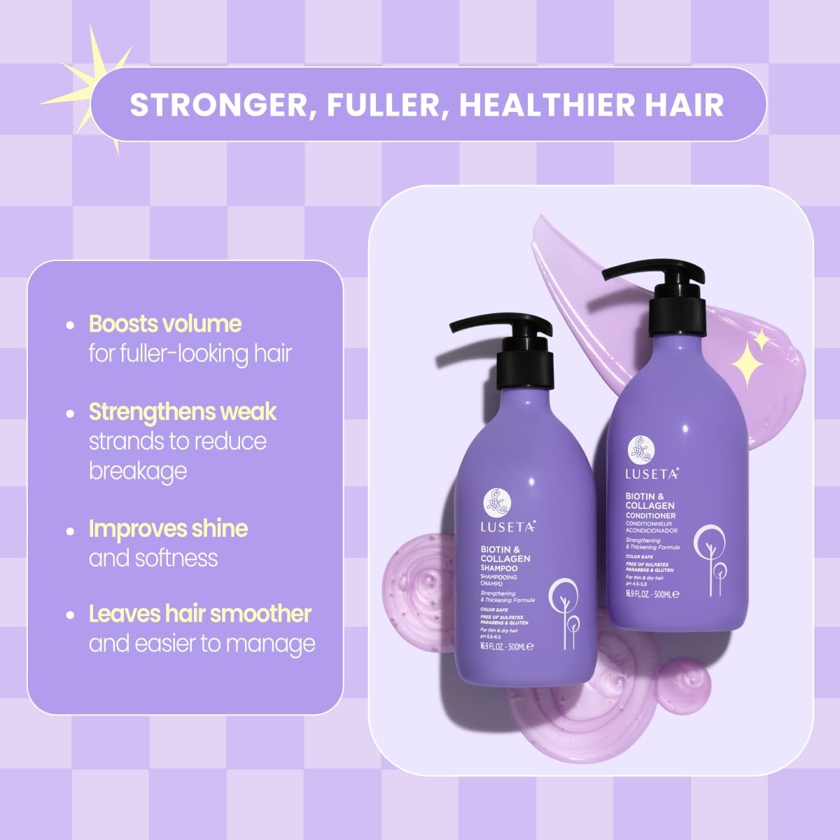 L LUSETA Biotin & Collagen Shampoo & Conditioner Set (2 x 33.8oz) - Thickening for Hair Growth, Infused with Argan Oil to Repair Dry, Damaged Hair Beauty & Personal Care L LUSETA