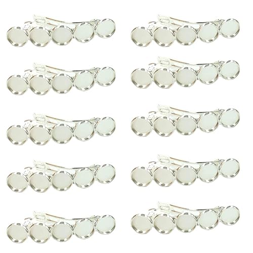 10 Pieces Metal Hair Clips with Round Tray Bases Fit 12mm Hair Clip Cabochon Settings, Silver Barrettes with Blank Trays for DIY Hair Accessories Beauty & Personal Care lasenersm