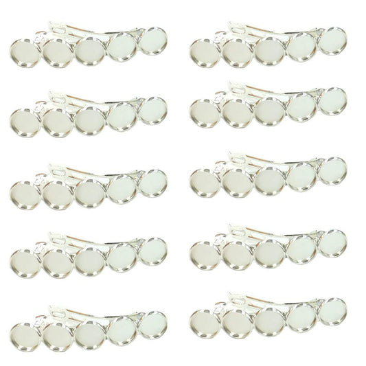 10 Pieces Metal Hair Clips with Round Tray Bases Fit 12mm Hair Clip Cabochon Settings, Silver Barrettes with Blank Trays for DIY Hair Accessories Beauty & Personal Care lasenersm