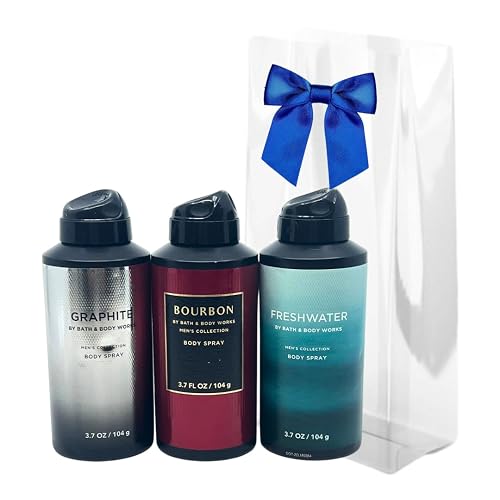 Bath and Body Works Gift Pack for Holiday Deodorizing Body Spray - Graphite, Bourbon and Freshwater 3.7oz each Beauty & Personal Care Bath & Body Works