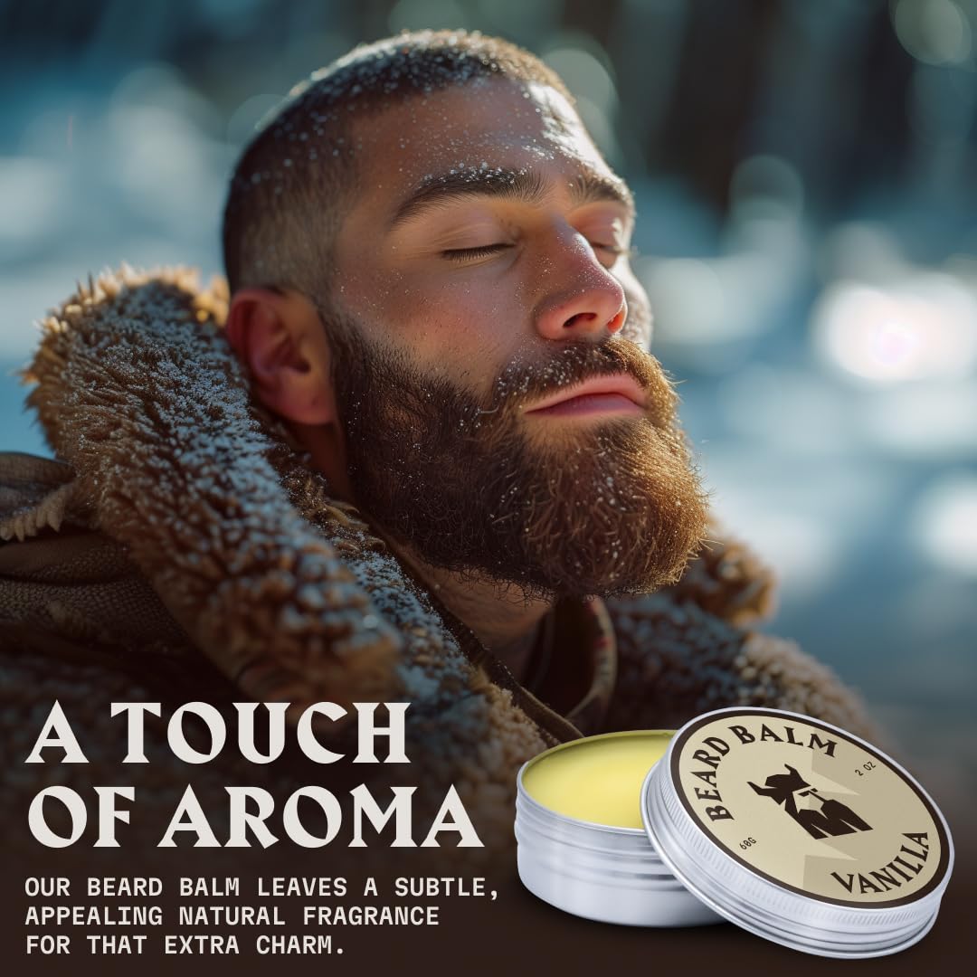 Striking Viking Beard Balm for Men - 2 oz, Vanilla Scent - Light Hold Moisturizer & Beard Conditioner for Men That Softens & Nourishes Coarse Facial Beauty & Personal Care Striking Viking