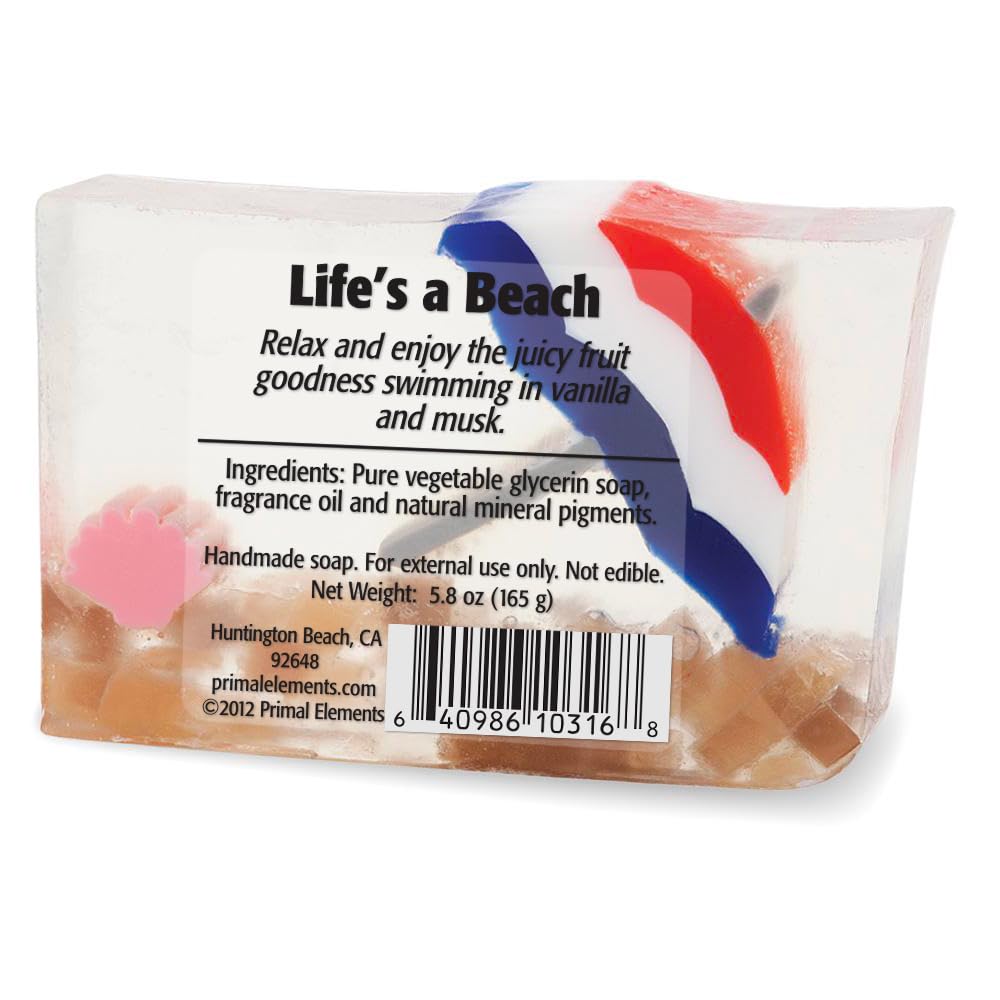 Primal Elements Glycerin Bar Soap | Helps All Skin Types, Sensitive, Oily & Dry Skin | NO PARABENS, VEGAN, GLUTEN FREE, 100% VEGETABLE BASE - (Life's Beauty & Personal Care Primal Elements