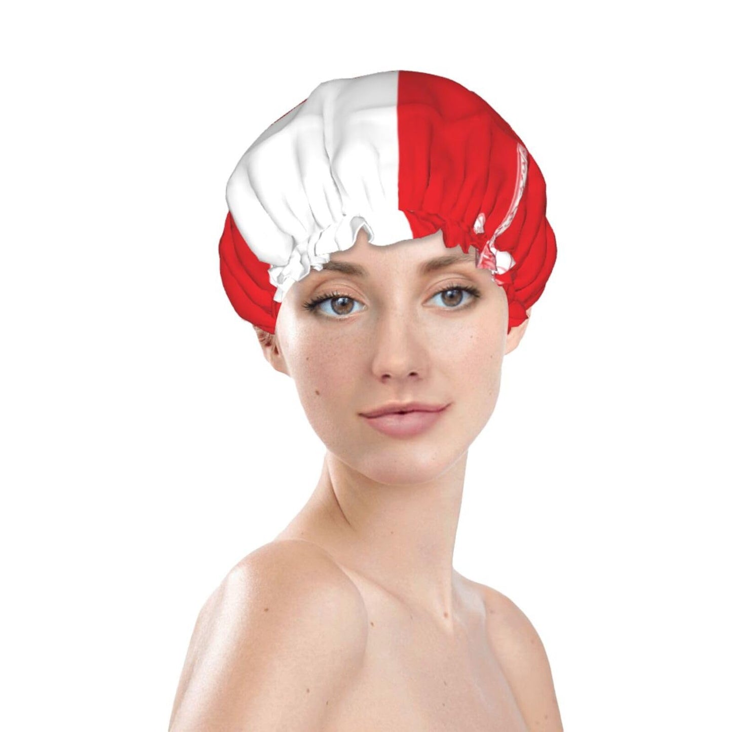 Oman Flag Prints Shower Cap Double Layer Lined Waterproof Bathing Shower Hat Beauty and Personal Care Hayyett