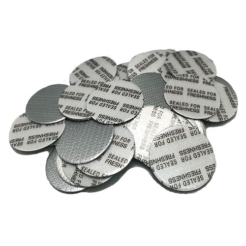 PKnGO Pressure Sensitive Foil Seal 24 mm (50 PCS) - PS Safety Seals for Freshness and Leak Prevention - Made in USA for Food Medicine and Cosmetic Beauty & Personal Care FRAGFRE