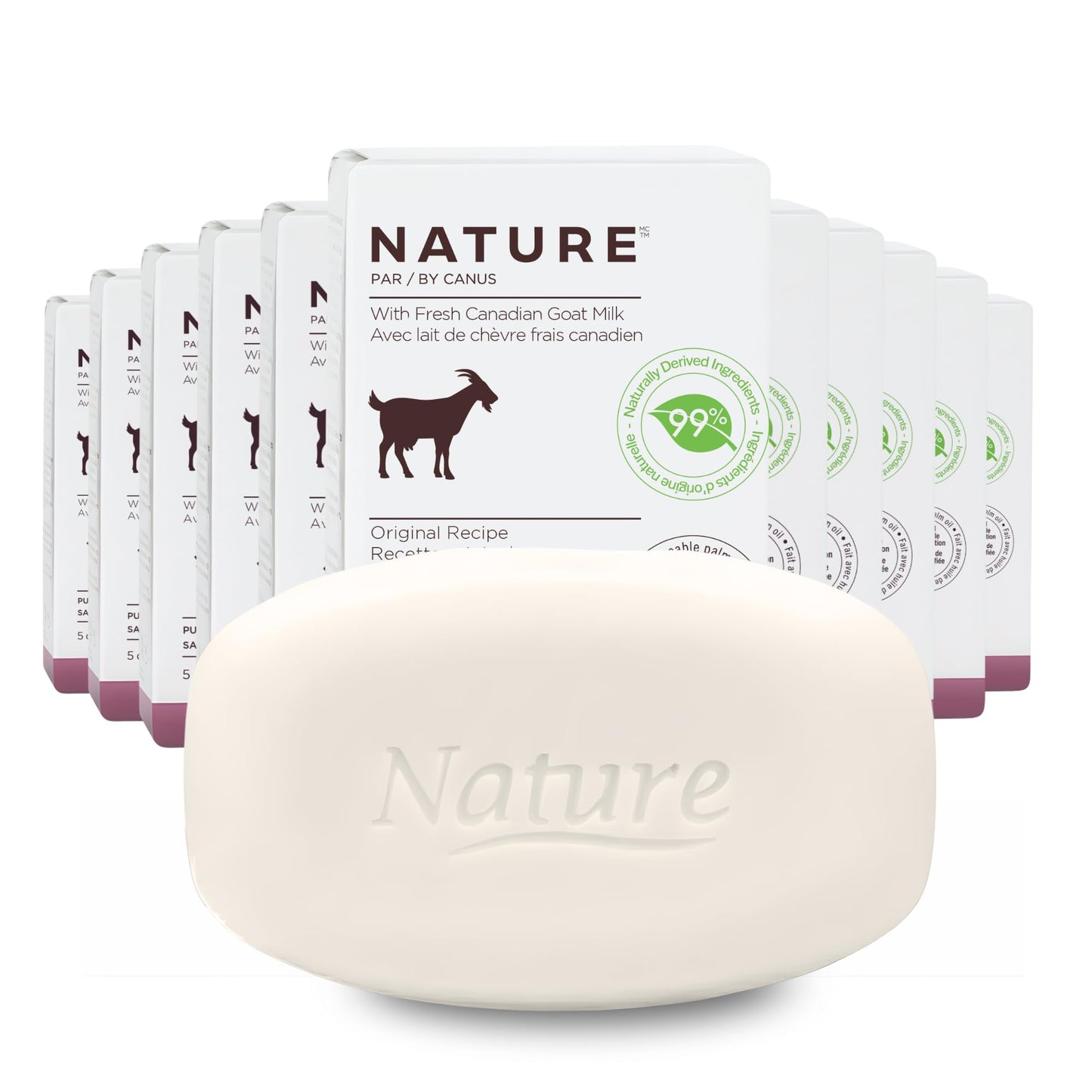 Nature Goat Milk Bar Soap, ORIGINAL (12-Pack), 5 oz (141 g), With Fresh Goat Milk, Vitamin A, B3, Potassium, Zinc & Selenium, Moisturizing Body Soap Beauty & Personal Care Nature by Canus