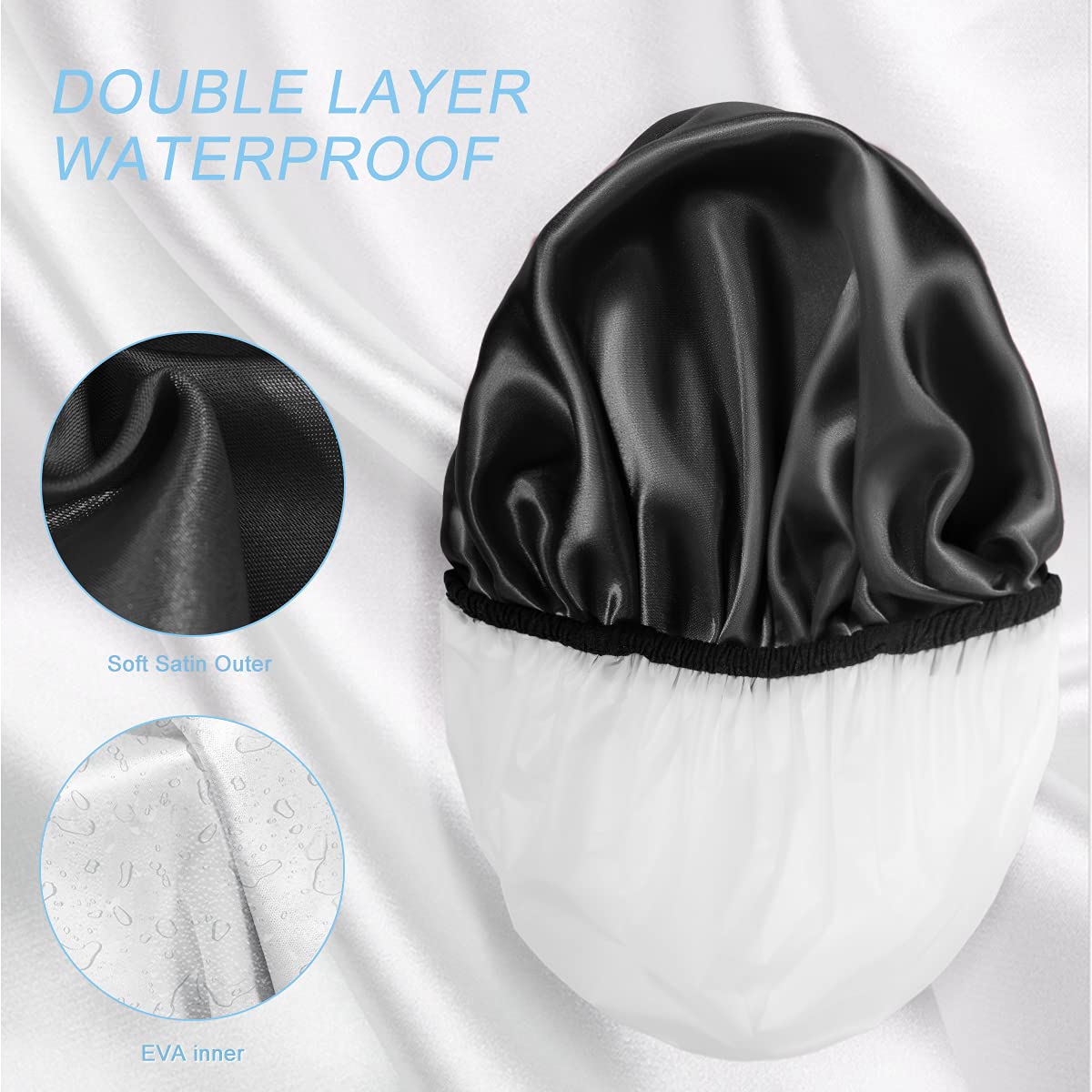 Aquior Shower Cap,4-Pack Large Shower Caps for Women Long Hair, Premium Soft Silky Satin Reusable Hair Cap For All Hair Lengths And Big Hairstyles Beauty & Personal Care Aquior