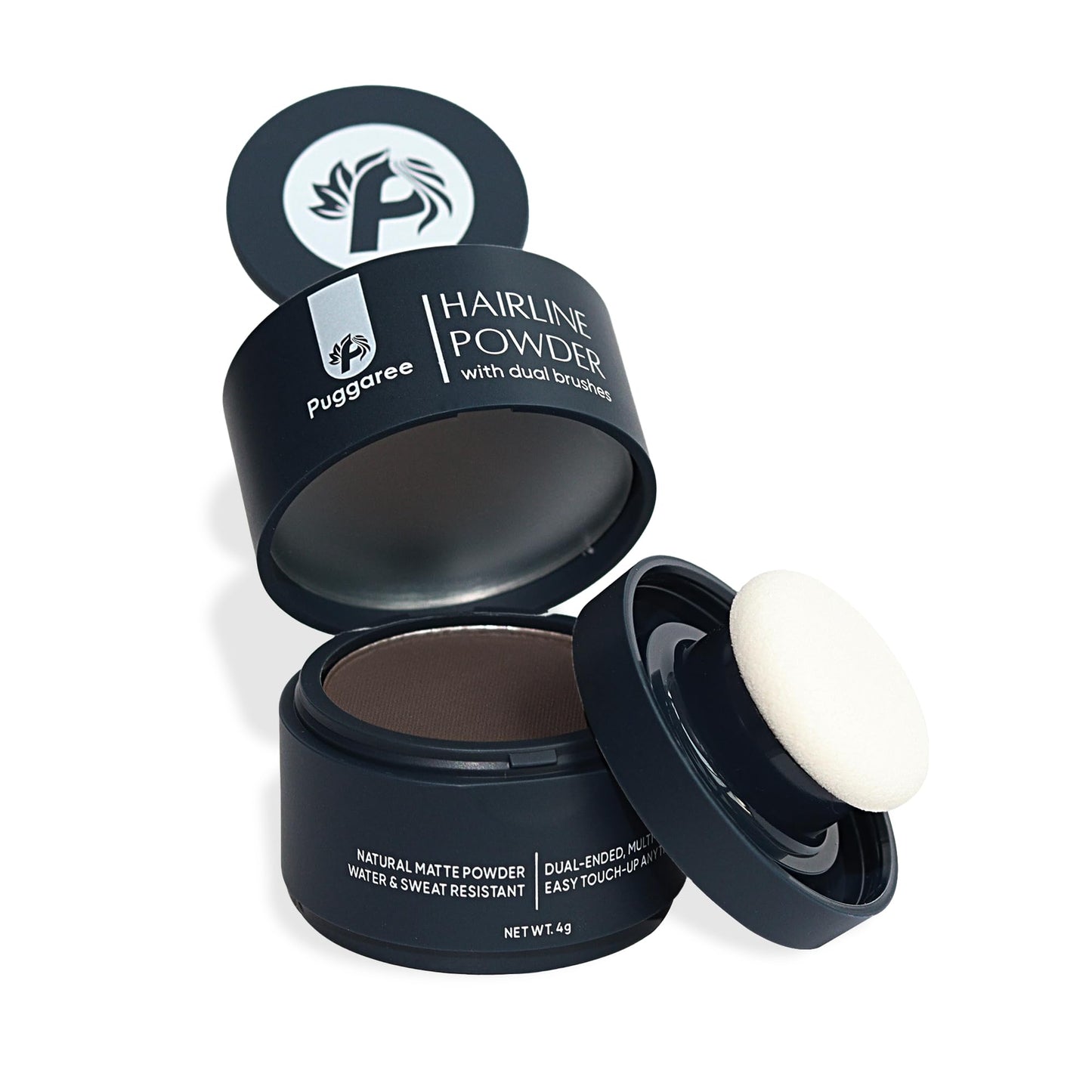 Puggaree Dual Ended Hairline Powder for Root Touch Up and Grey Coverage - Water & Sweat Resistant, Long-Lasting ?#01 Dark Brown? Beauty & Personal Care Puggaree