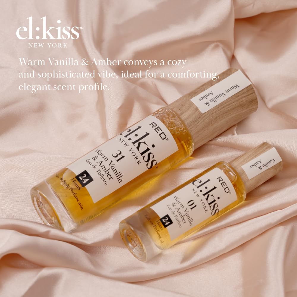 EL:KISS Hair Perfume & Body Mist, Warm Vanilla & Amber Eau de Toilette 30mL (1.01 Fl Oz), Hydrating & Long-Lasting, Alcohol-Free & Mineral Oil-Free Beauty & Personal Care EL:KISS