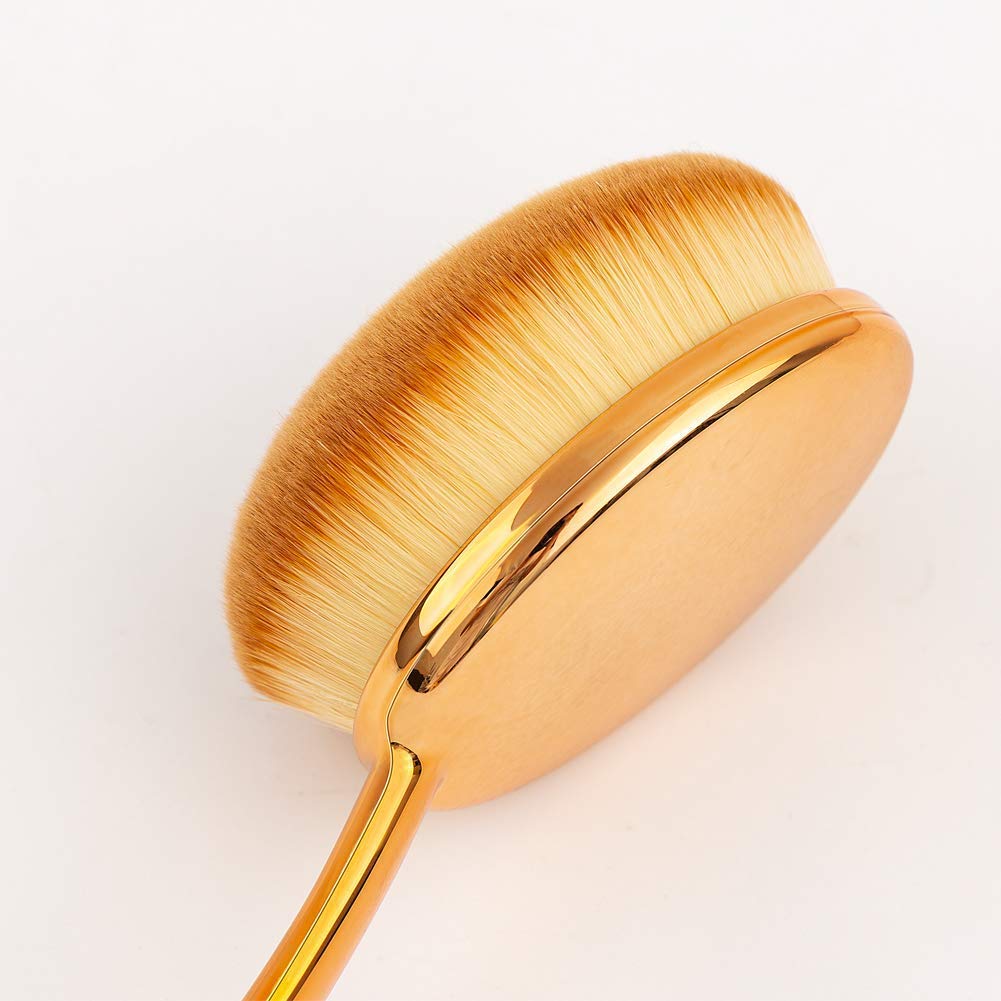 Large Rose Gold Foundation contour Round Toothbrush Oval Makeup Brushes 4pcs Beauty & Personal Care Yoseng