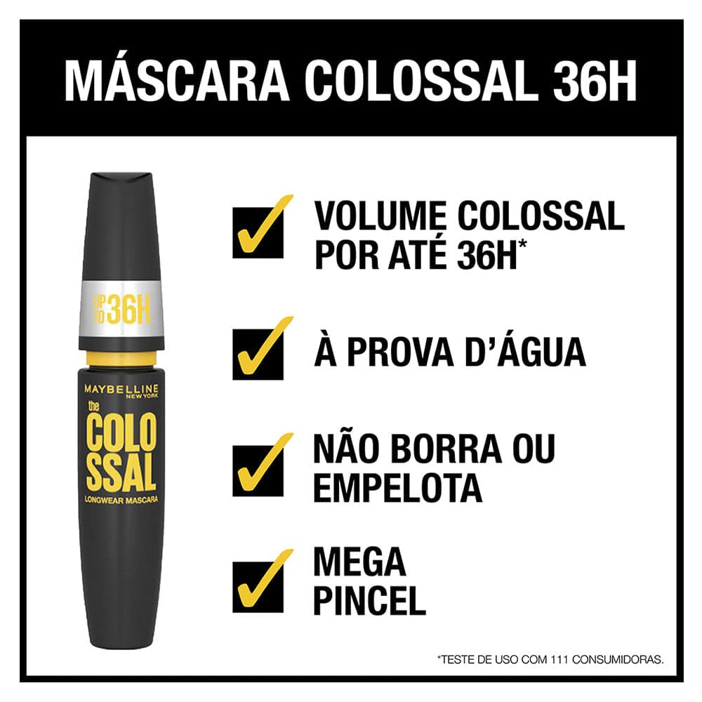 Maybelline Volum' Express Colossal Waterproof Mascara Makeup , Very Black, 1 Count