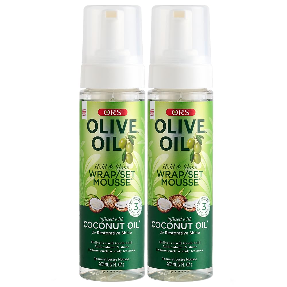 ORS Olive Oil Hold & Shine Wrap Set Mousse Infused with Coconut Oil for Restorative Shine 7 Ounce (Pack of 2) Beauty & Personal Care ORS