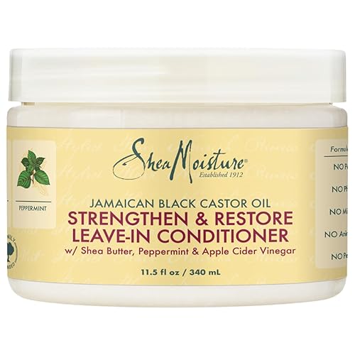 Shea Moisture Leave in Conditioner, 100% Pure Jamaican Black Castor Oil Strengthen & Restore for Healthy Hair Growth, Vitamin E, Curly Hair Products Beauty & Personal Care SheaMoisture