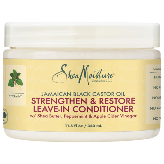 Shea Moisture Leave in Conditioner, 100% Pure Jamaican Black Castor Oil Strengthen & Restore for Healthy Hair Growth, Vitamin E, Curly Hair Products Beauty & Personal Care SheaMoisture