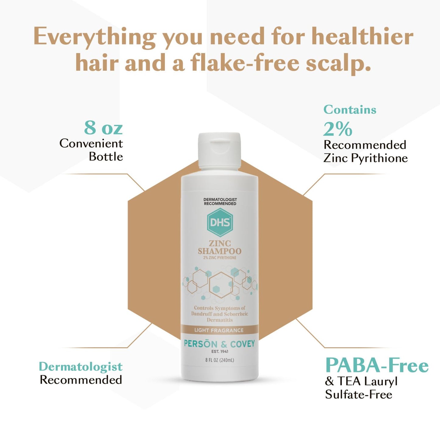 DHS Zinc Shampoo - Dandruff Shampoo - for Flaky and Dry Scalp with 2% Zinc Pyrithione, 8 oz Beauty & Personal Care DHS