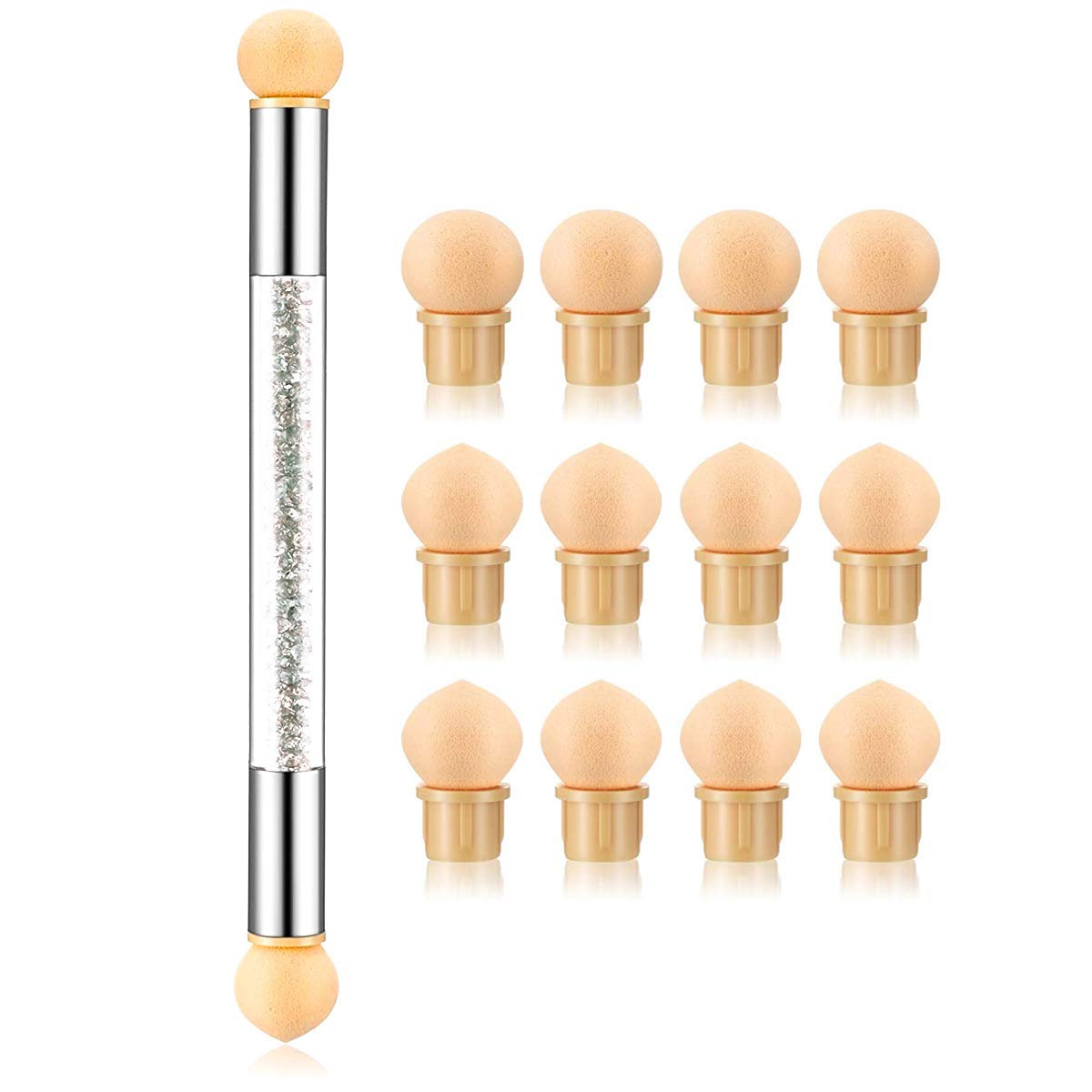 DANNEASY 1Pc Double-Ended Nail Sponges Pen 12Pcs Sponge Head UV Gel Acrylic Nail Gradient Shading Brush Ombre Design Manicure Tools Beauty & Personal Care DANNEASY