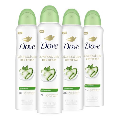 Dove Advanced Care Antiperspirant Deodorant Dry Spray Cool Essentials 4 Count Antiperspirant deodorant for helping your skin barrier repair after Beauty and Personal Care Dove