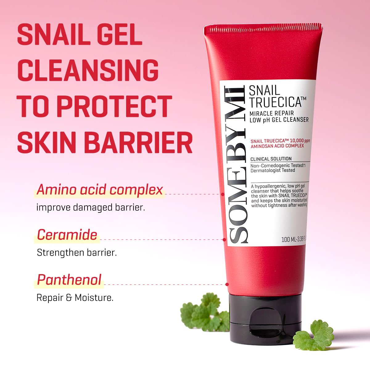SOME BY MI Snail Truecica Miracle Repair Low pH Gel Cleanser - 3.38Oz, 100ml - Made from Snail Mucin for Sensitive Skin - Daily Face Wash for Deep Beauty & Personal Care SOME BY MI