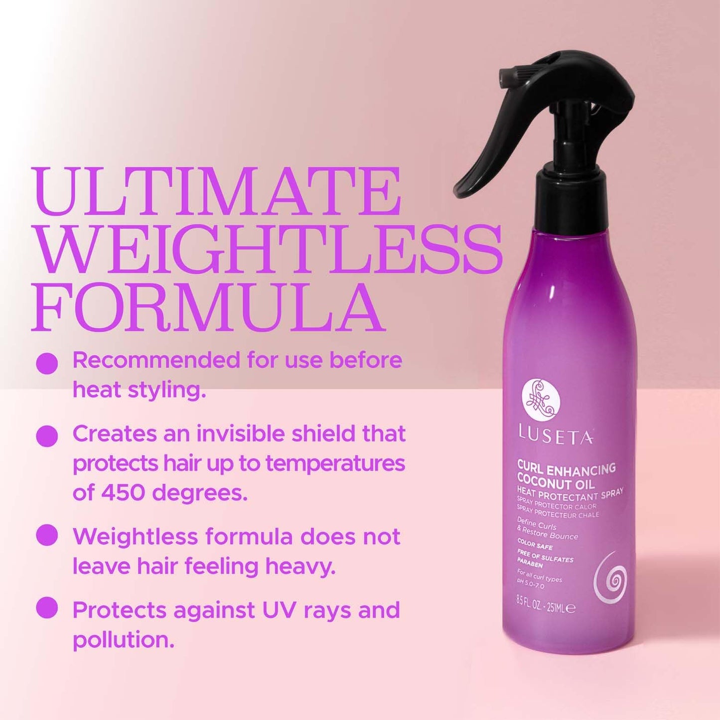 Luseta Curl Enhancing Heat Protectant Spray Define Curls & Resotre Bounce for Curly and Wavy Hair,Protect Hair from Heat Damage,Frizz-Free for Women Beauty & Personal Care L LUSETA