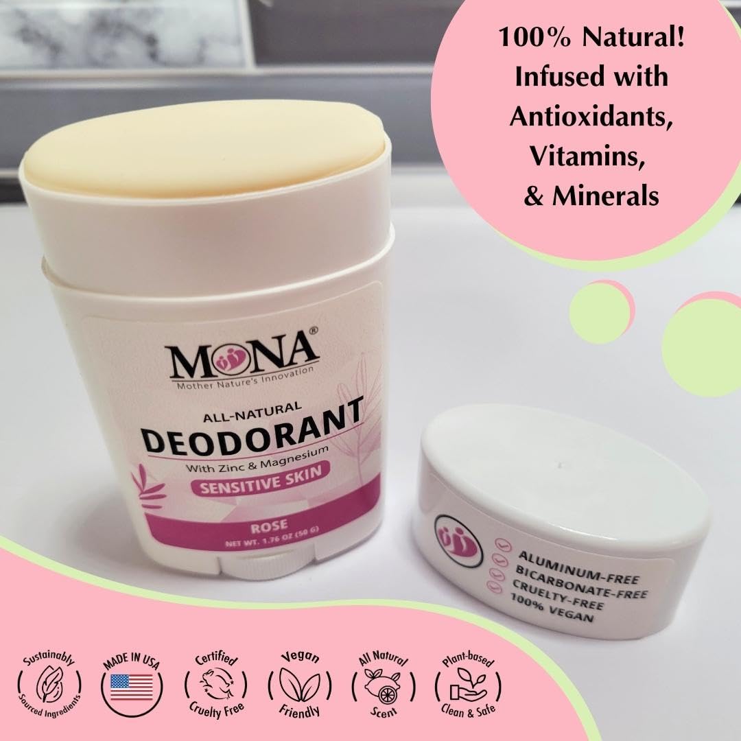 MONA BRANDS All Natural Deodorant For Women & Men - For Sensitive Skin - No Aluminum or Baking Soda - (3-Pack VARIETY-1 1.76 Oz each) Beauty and Personal Care MONA
