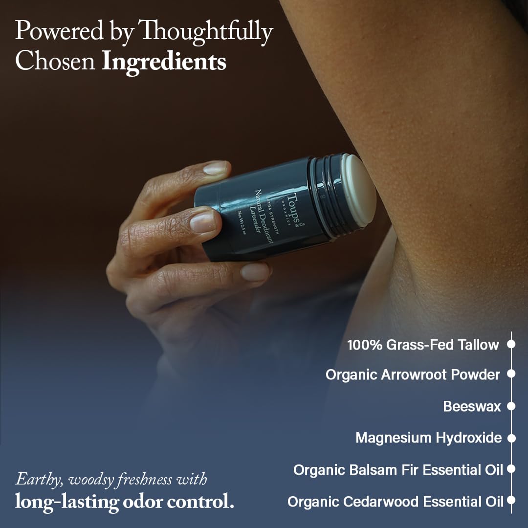 Toups & Co Natural Extra-Strength Deodorant-Balsam Fir & Cedarwood - Aluminum-Free Odor Protection - Grass-Fed Tallow & Magnesium - Baking Soda Beauty and Personal Care Toups and Co