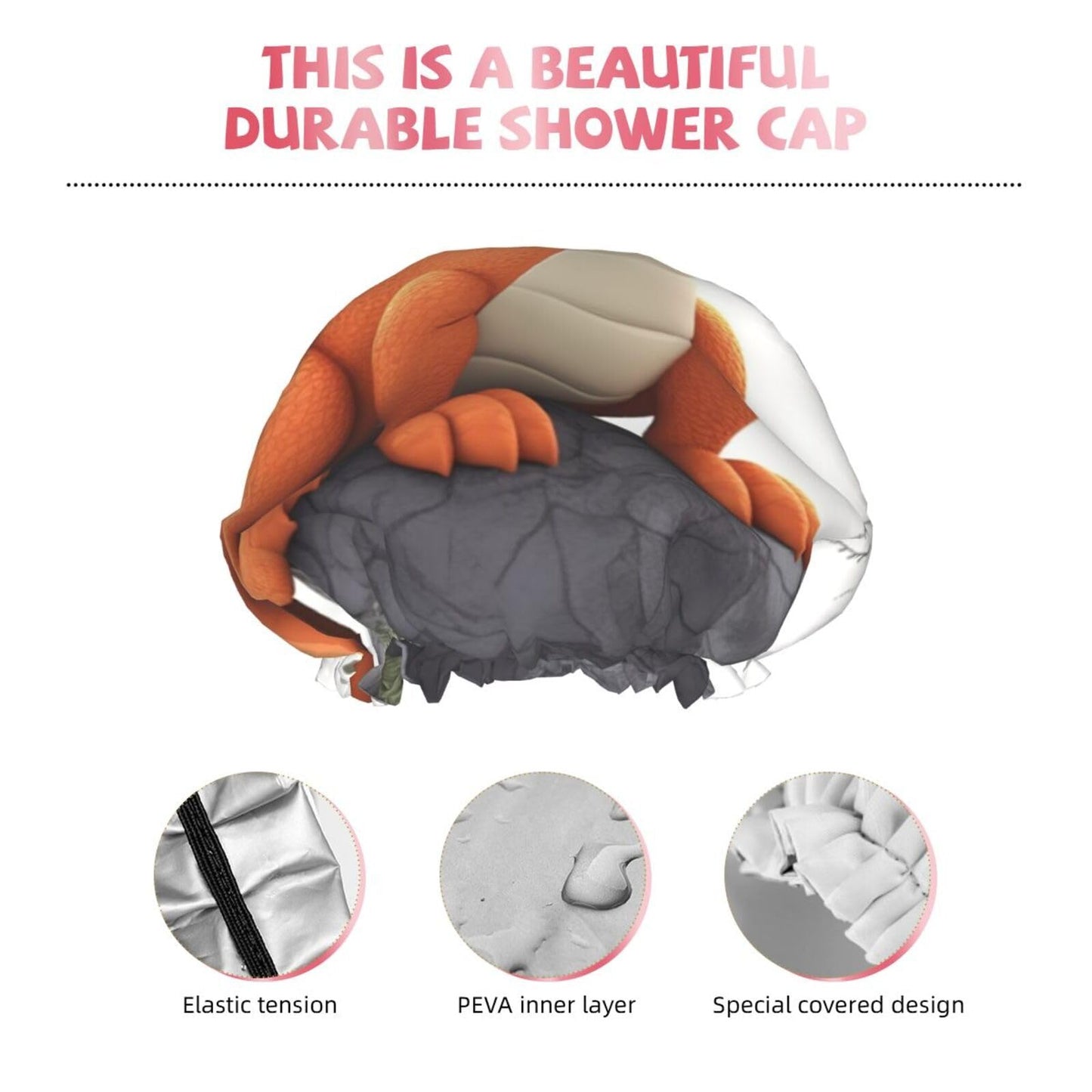 Funny dragon Shower Cap for Women Men Large Reusable Shower Bonnet Double-Layer Waterproof Bath Caps Elastic Band Hair Hat for All Hairstyles Beauty and Personal Care BWLHJKE