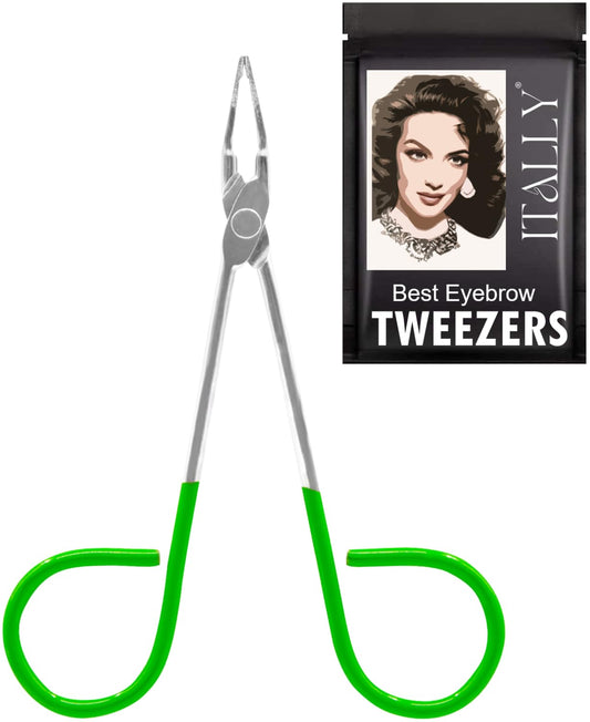 ITALLY Professional Salon TWEEZERS with Easy Scissor Handle, The BEST PRECISION EYEBROW TWEEZERS Men/Women, Pinzas Para Cejas, Ingrown Hair Beauty and Personal Care ITALLY