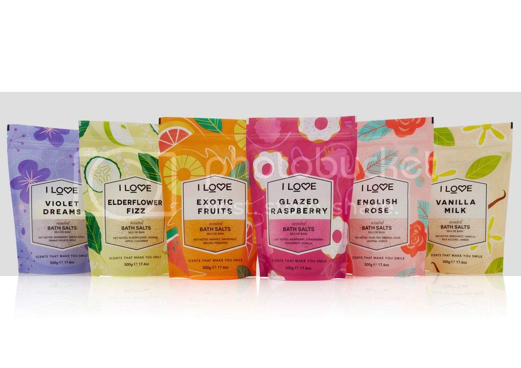 I Love English Rose Scented Bath Salts - Relaxing, Hydrating Bath Soak - Rose Bath Salts with Natural Fruit Extracts - Skin-Softening - 17.6 oz Beauty and Personal Care I LOVE