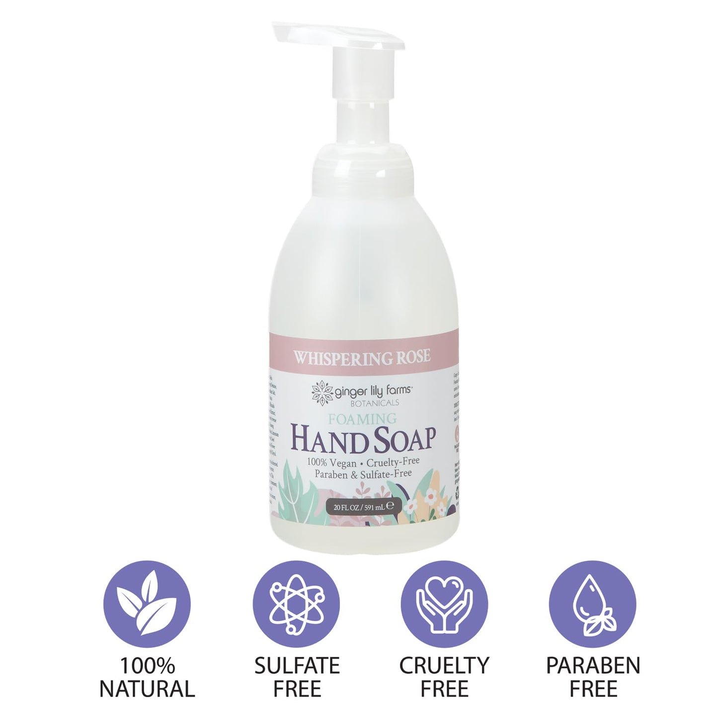 Ginger Lily Farms Botanicals All-Purpose Foaming Hand Soap Refill, 100% Vegan & Cruelty-Free, Whispering Rose Scent, 20 Fl Oz (Pack of 1) Beauty & Personal Care Ginger Lily Farms