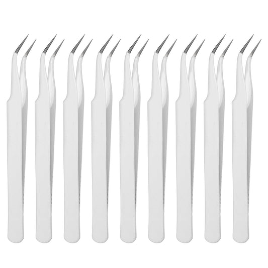 HARFINGTON 9Pcs Curved Pointed Craft Tweezers with Protective Cover, Anti-Static Stainless Steel Precision Tweezers Casual Beauty Tools for Eyelash Beauty and Personal Care HARFINGTON