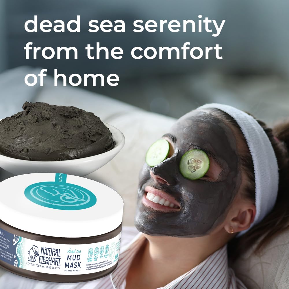 Natural Elephant Dead Sea Mud Mask - Deep Pore Cleansing for Face & Body - Acne, Blackheads, Oily Skin - 100% Natural Skin Care - Tightens Skin- Beauty & Personal Care Natural Elephant