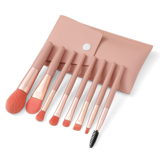 Liasun Travel Makeup Brush Set 8PCS Mini Size Premium Synthetic Fiber Foundation Blush Concealer Eyebrows Eye Shadow Angled brush Lip Make up Brush Beauty & Personal Care Liasun