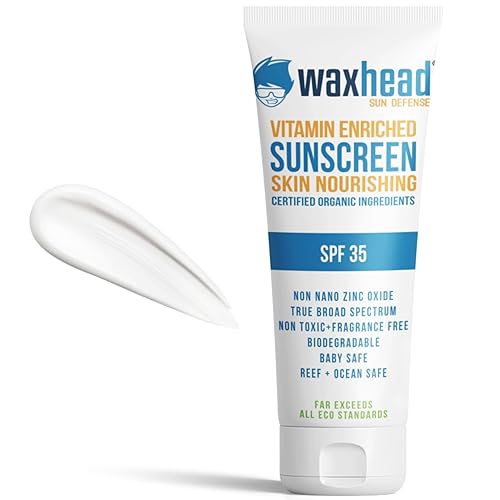Waxhead Non-Nano Zinc Oxide Sunscreen, EWG Sunscreen with Zinc Oxide for Face & Body, Mineral Natural Non-Toxic Pure Sunblock, Biodegradable Cream Beauty & Personal Care Waxhead Sun Defense Foods