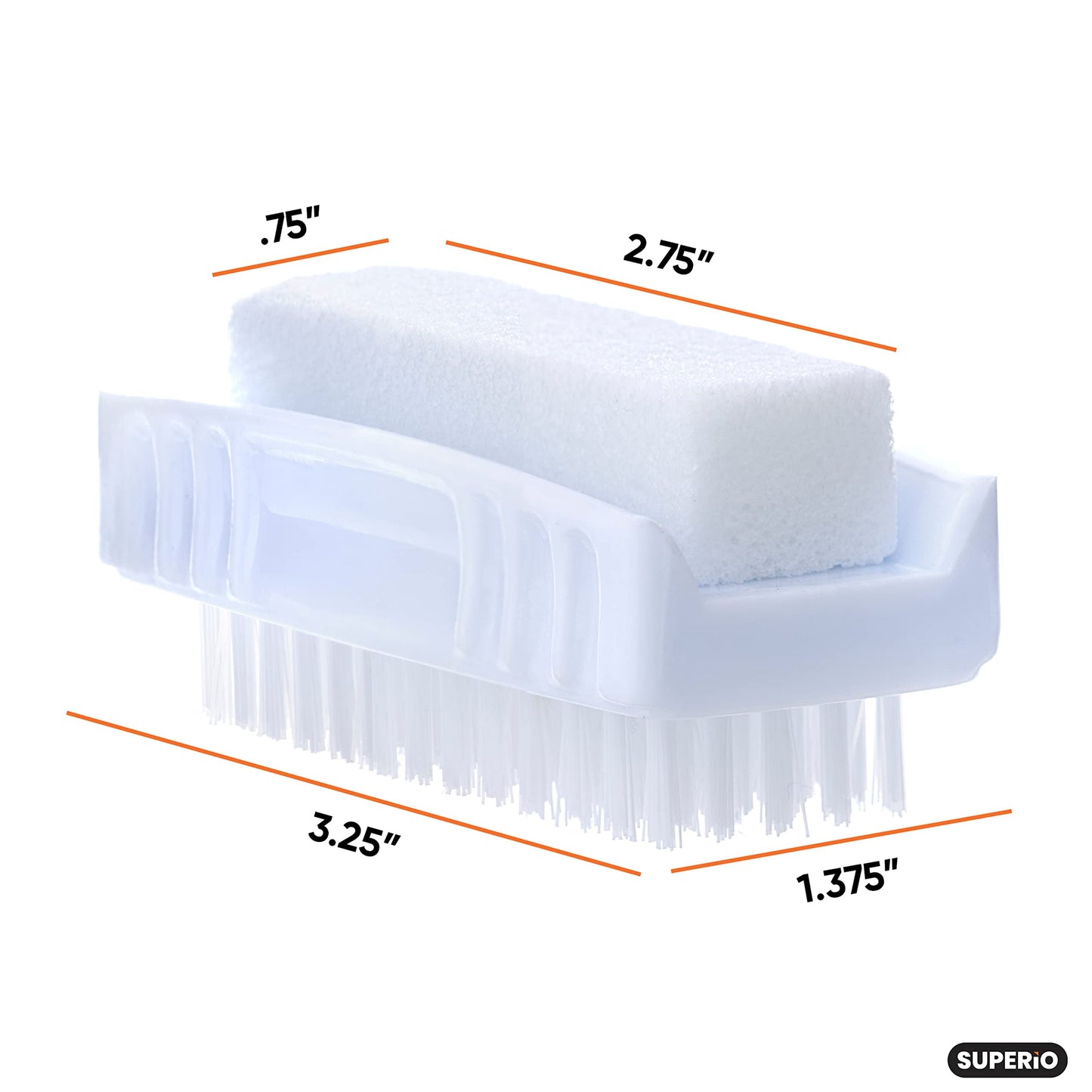 Superio Nail Brush with Pumice Stone Duel Side Shower Brush Bathroom Foot Scrubber exfoliate Dry Dead Skin Stiff Bristles Brush Removes Callus on Hand Beauty and Personal Care Superio