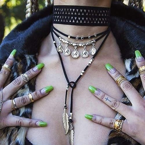 DoubleNine Boho Coin Choker Gypsy Gothic Necklace Suede Black Tribal Accessories for Women Girls Beauty & Personal Care Doubnine