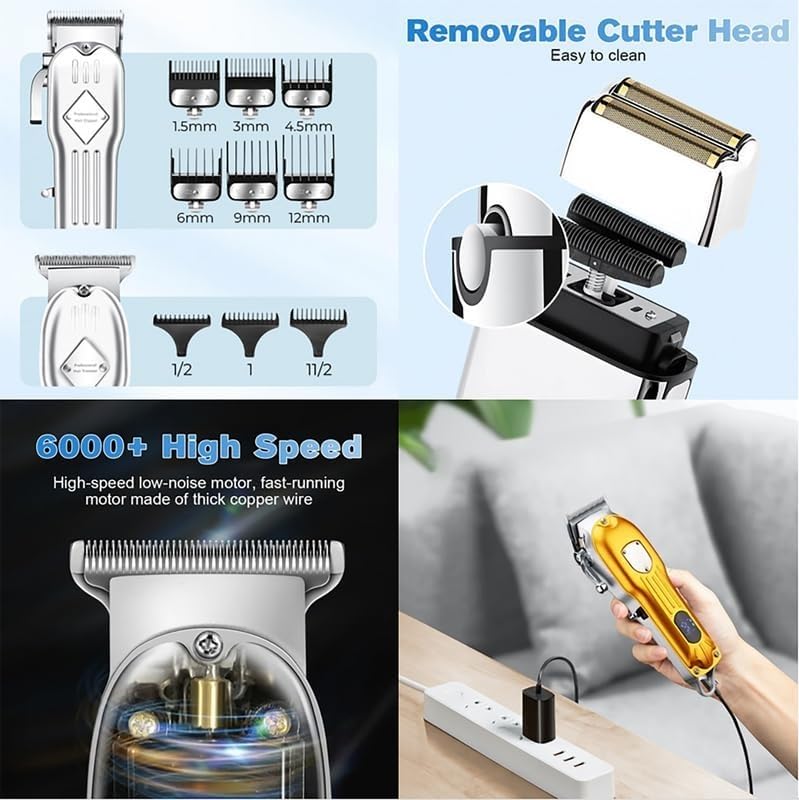 QDKVTNDJZ T Blade Hair Beard Trimmer Kit, Upgrade LCD Digital Hairdresser Cordless Clippers Barber Men’s Grooming with Display, Ideal Surprise Beauty and Personal Care QDKVTNDJZ