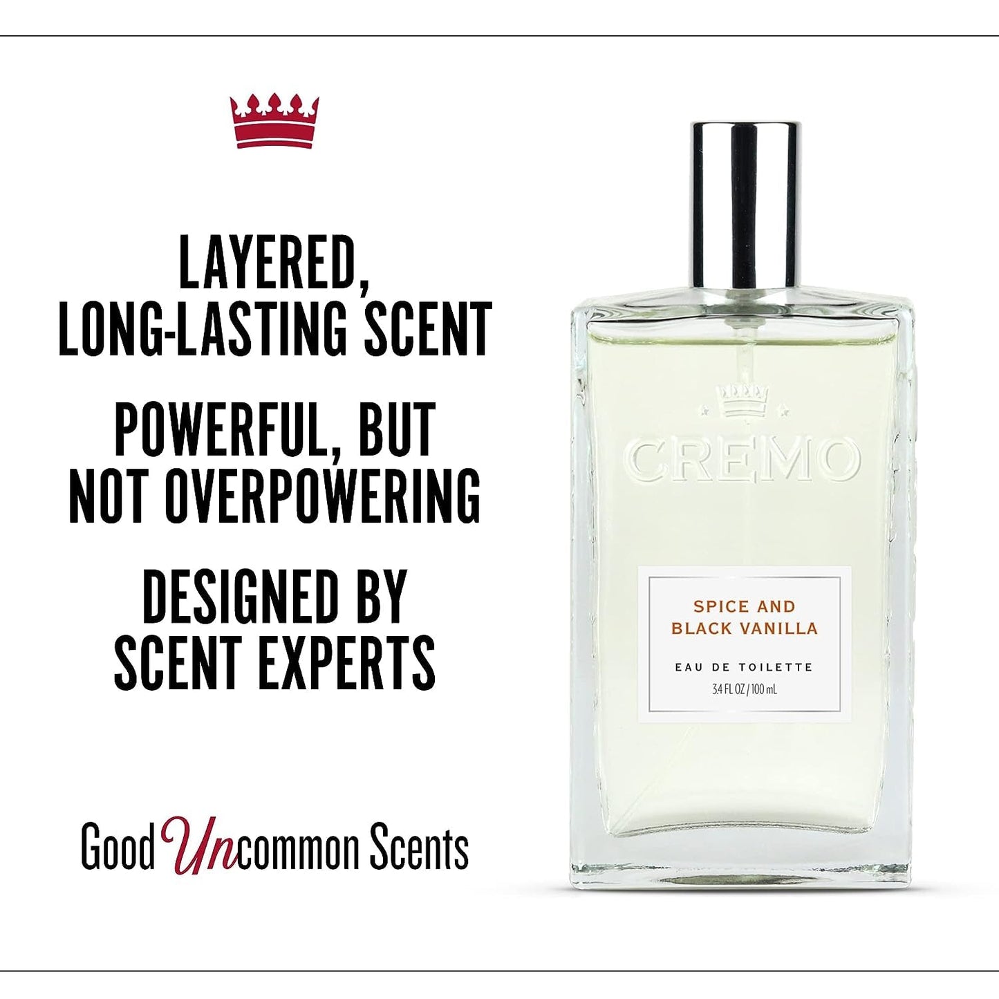 Cremo Cologne For Men - Spice & Black Vanilla Mens Cologne Spray, An Explosion of Vibrant Spices, Dark Woods and Black Vanilla, Multi-Layered Beauty & Personal Care Cremo