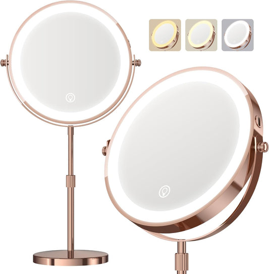 Makeup Mirror with Lights, 1x/20x 360° Rotation Vanity Mirror, Brightness Adjustable Lighted Makeup Mirror with Magnification, 5000 mAh Rechargeable Beauty and Personal Care Dienmern Default Title