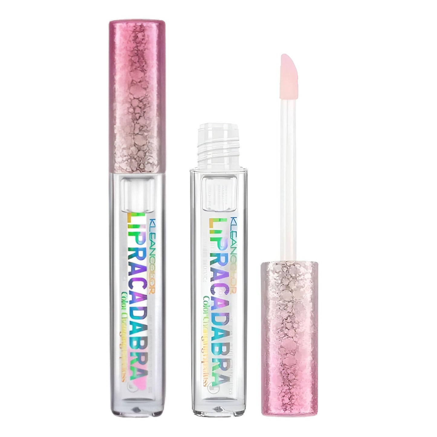 Kleancolor Lipracadabra Color Changing Lip Gloss 2 Pack - pH Activated Clear Gloss Reveals a Custom Pink Tint - Lightweight, Non-Sticky Shine - Candy Beauty & Personal Care Kleancolor