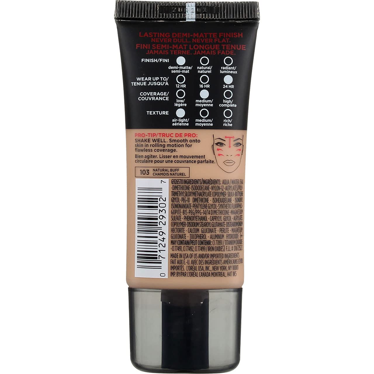 L'Oreal Paris Infallible Pro-Matte Foundation, Natural Buff [103] 1 oz (Pack of 3) Beauty & Personal Care L'Oreal Paris