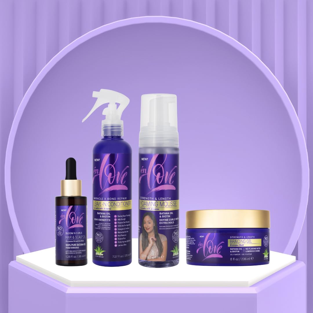 én Love Strength & Length Extra Hold Foaming Mousse - With Organic Batana Oil, Rosemary & Caffeine - Defines Curls, Sets Wraps, Braids, Twists & Locs Beauty & Personal Care én Love