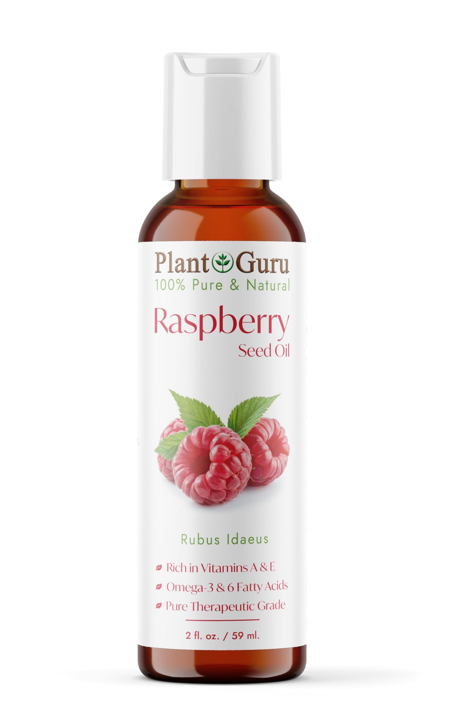 Plant Guru Red Raspberry Seed Oil 2 fl. oz. Cold Pressed Unrefined 100% Pure & Natural Carrier - Ideal for Skin, Face, Body, and Hair Moisturizer Beauty & Personal Care Plant Guru