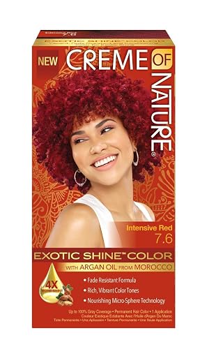Exotic Shine Hair Color by Creme of Nature, 7.6 Intensive Red, with Argan Oil from Morocco, 1 Application Beauty & Personal Care Creme of Nature
