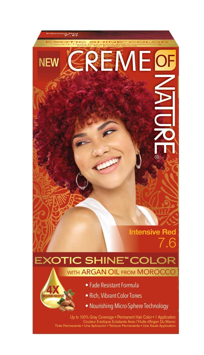 Exotic Shine Hair Color by Creme of Nature, 7.6 Intensive Red, with Argan Oil from Morocco, 1 Application Beauty & Personal Care Creme of Nature
