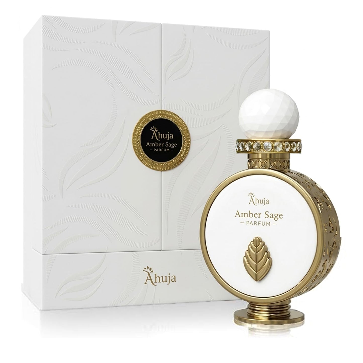 AHUJA Amber Sage - 3.4 oz Parfum | Unisex Fresh Aromatic Scent | 30% Long Lasting Oil | Bergamot, Grapefruit, Fig, Clary Sage, Amber, Musk | Luxury Beauty & Personal Care AHUJA