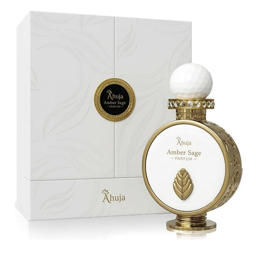 AHUJA Amber Sage - 3.4 oz Parfum | Unisex Fresh Aromatic Scent | 30% Long Lasting Oil | Bergamot, Grapefruit, Fig, Clary Sage, Amber, Musk | Luxury Beauty & Personal Care AHUJA