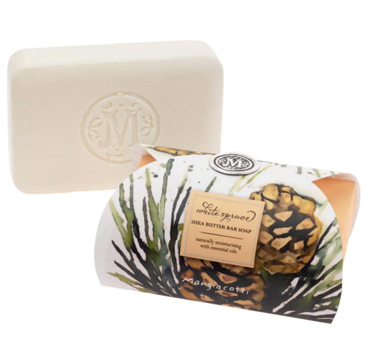 Mangiacotti Shea Butter Bar Soap Made in the USA Naturally Moisturizing with Essential Oils, 6-Ounce, White Spruce Beauty & Personal Care Mangiacotti