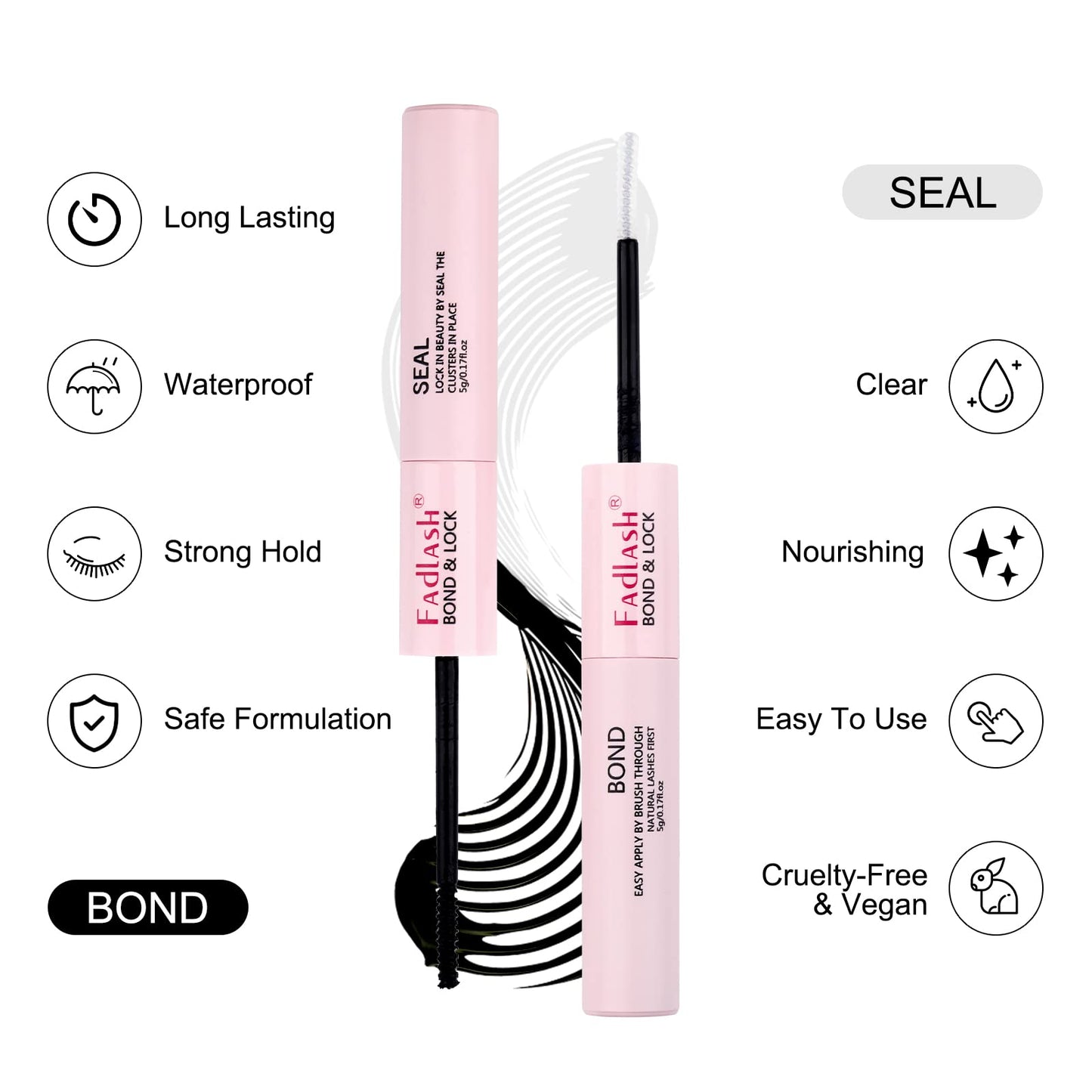 Lash Bond and Seal Cluster Lashes Glue DIY Lash Extension Kit Lash Clusters Glue Individual Lashes Strong Hold 48-72 Hours DIY Eyelash Extension Kit Beauty & Personal Care FADLASH