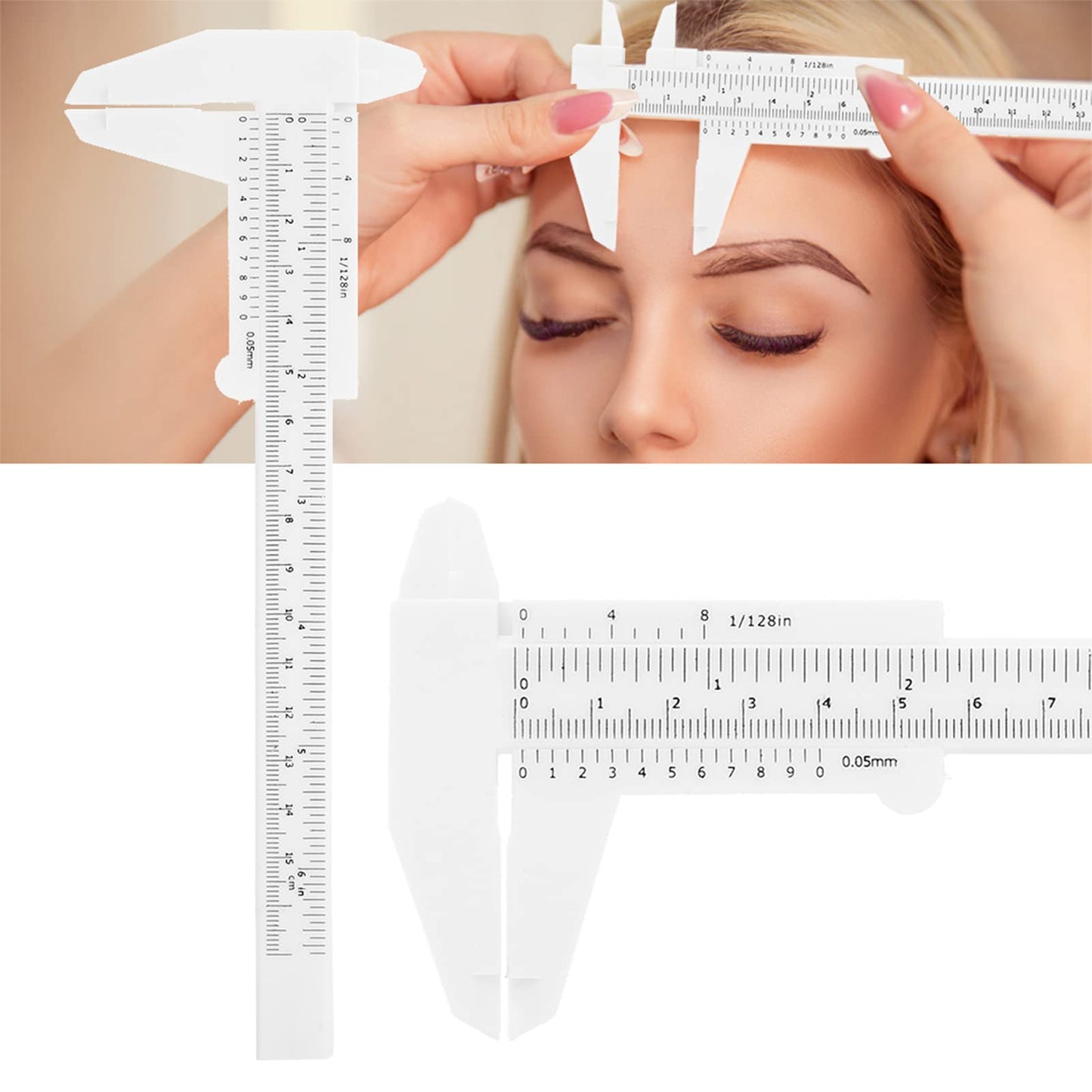 Haosie Eyebrow Ruler Mapping, Eyebrow Measuring Tool, Double Scale Vernier Caliper, Plastic Sliding Gauge Ruler for Permanent Makeup Eyebrow Shaping Beauty & Personal Care Haosie