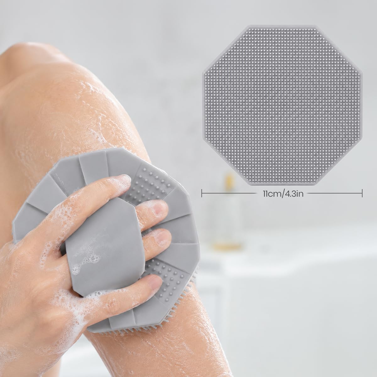 Silicone Body Scrubber for Shower, Silicone Shower Scrubber Body Brush, Body Scrubber with Soft Silicone Bristles, Bath Scrubber for Body, Bath Beauty and Personal Care RUBY VIBE CO
