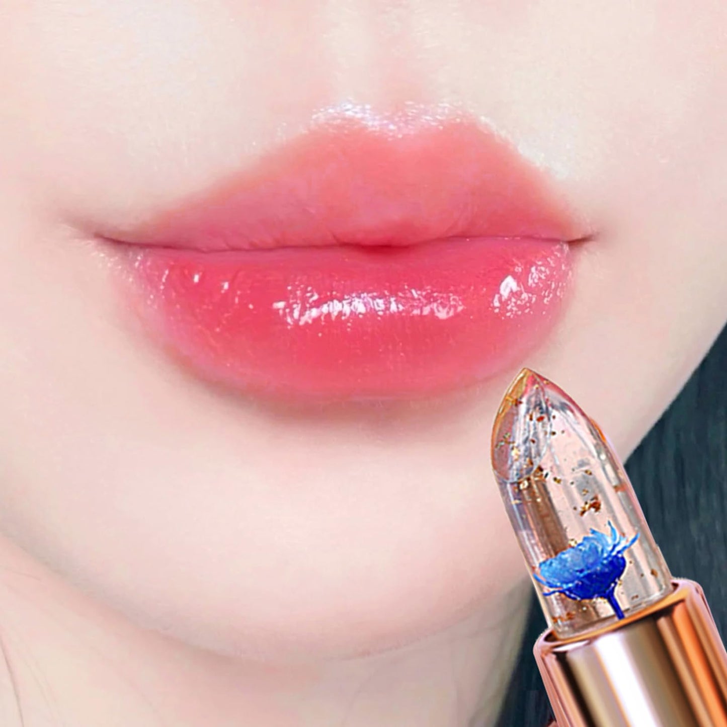 BLUE LOVE 3-Piece Color Changing Flower Jelly Lipstick Set - Nourishing Clear Lip Balm with Flower, Long-Lasting Moisturizing Lip Gloss (3Pc Blue) Beauty and Personal Care BLUE LOVE